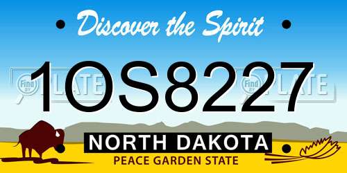 1OS8227 North Dakota License Plate