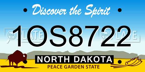 1OS8722 North Dakota License Plate