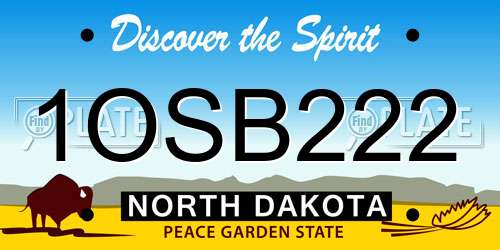 1OSB222 North Dakota License Plate