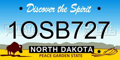 1OSB727 North Dakota License Plate