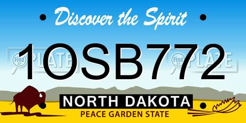 1OSB772 North Dakota License Plate