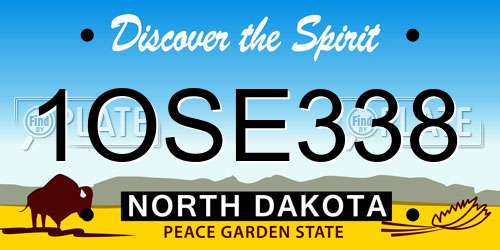 1OSE338 North Dakota License Plate