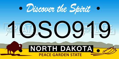 1OSO919 North Dakota License Plate