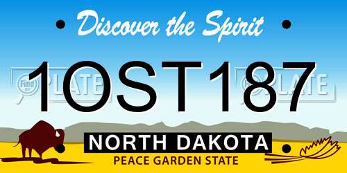 1OST187 North Dakota License Plate