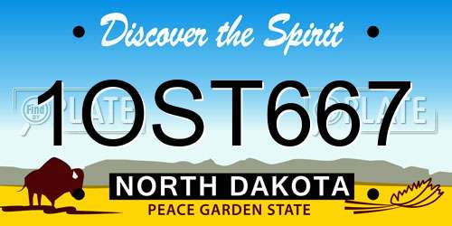 1OST667 North Dakota License Plate