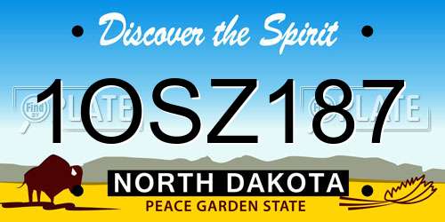 1OSZ187 North Dakota License Plate