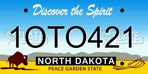1OTO421 North Dakota License Plate
