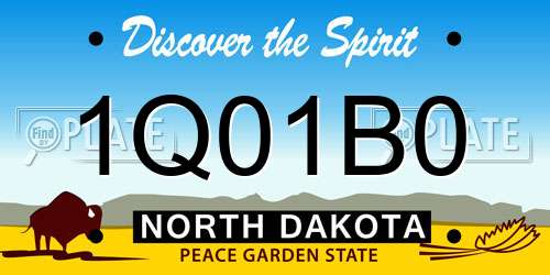 1Q01B0 North Dakota License Plate