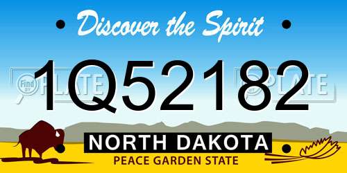 1Q52182 North Dakota License Plate