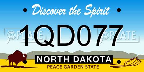 1QD077 North Dakota License Plate