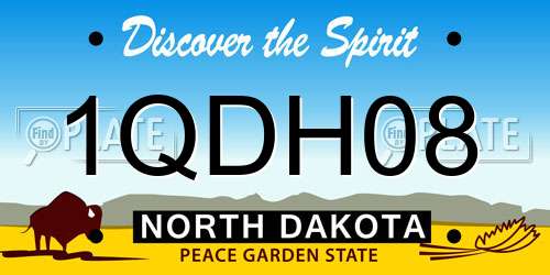 1QDH08 North Dakota License Plate