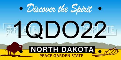 1QDO22 North Dakota License Plate