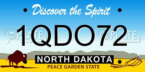1QDO72 North Dakota License Plate