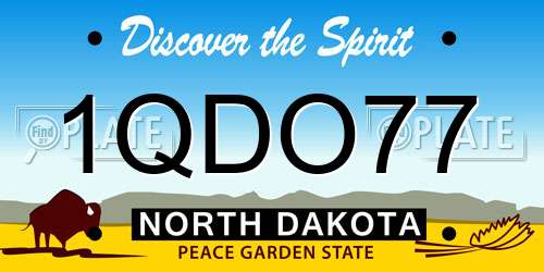 1QDO77 North Dakota License Plate