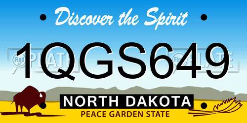 1QGS649 North Dakota License Plate