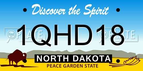 1QHD18 North Dakota License Plate