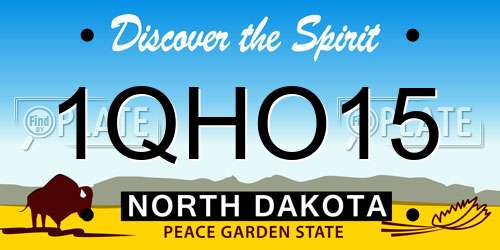 1QHO15 North Dakota License Plate