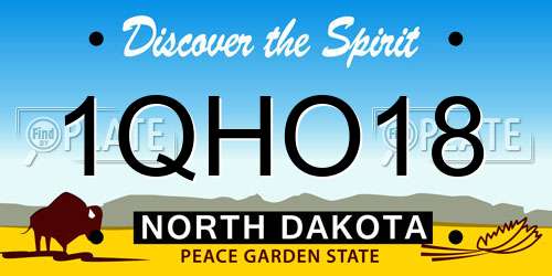 1QHO18 North Dakota License Plate