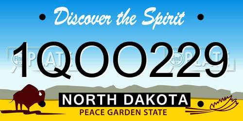 1QOO229 North Dakota License Plate