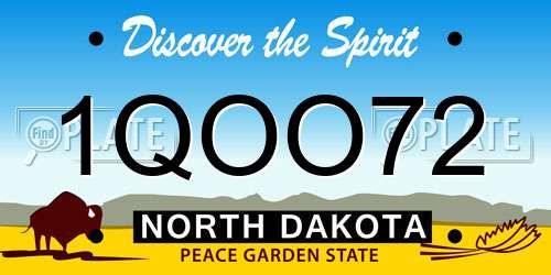 1QOO72 North Dakota License Plate
