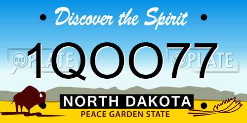 1QOO77 North Dakota License Plate
