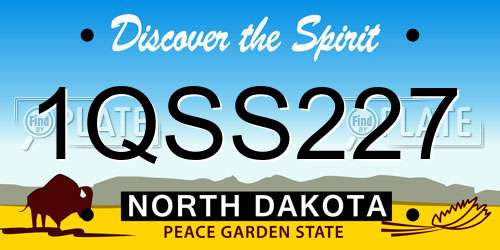 1QSS227 North Dakota License Plate