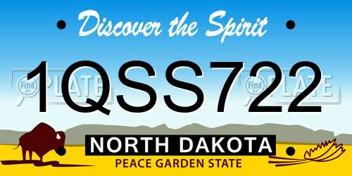 1QSS722 North Dakota License Plate