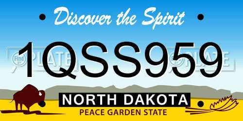 1QSS959 North Dakota License Plate