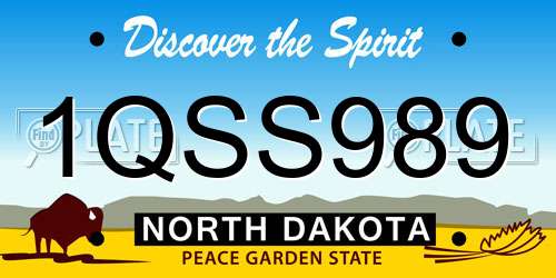 1QSS989 North Dakota License Plate