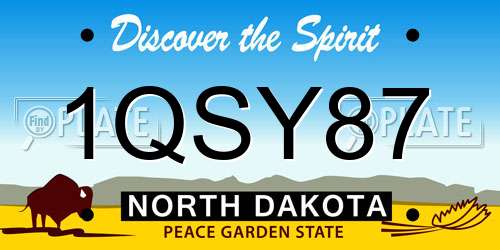 1QSY87 North Dakota License Plate