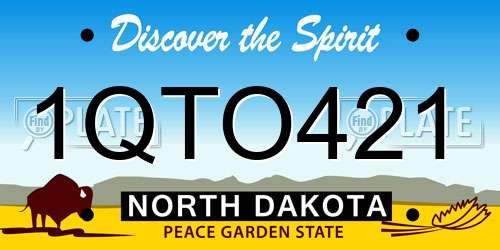 1QTO421 North Dakota License Plate
