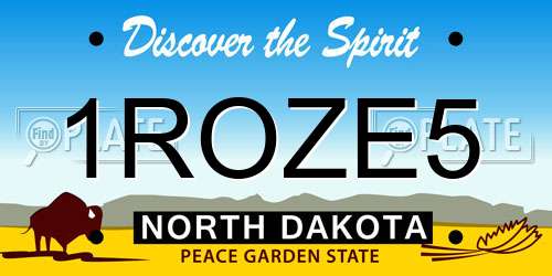 1ROZE5 North Dakota License Plate