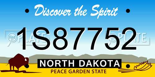 1S87752 North Dakota License Plate