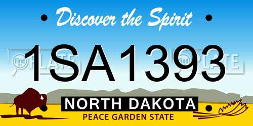 1SA1393 North Dakota License Plate