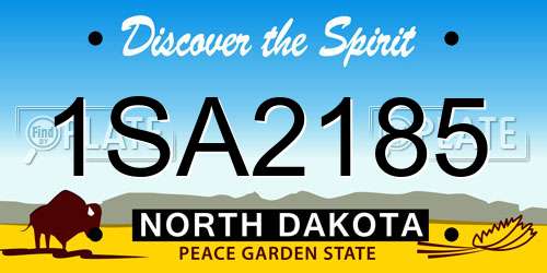 1SA2185 North Dakota License Plate