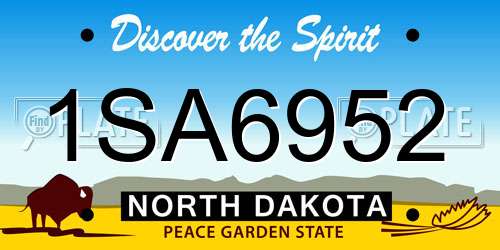 1SA6952 North Dakota License Plate