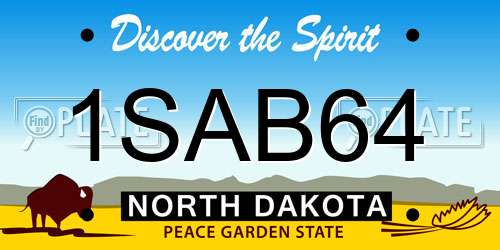 1SAB64 North Dakota License Plate