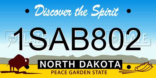 1SAB802 North Dakota License Plate