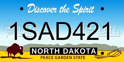 1SAD421 North Dakota License Plate