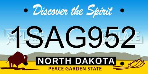 1SAG952 North Dakota License Plate