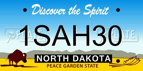 1SAH30 North Dakota License Plate
