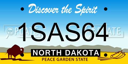 1SAS64 North Dakota License Plate