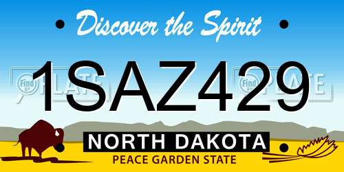 1SAZ429 North Dakota License Plate