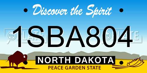 1SBA804 North Dakota License Plate