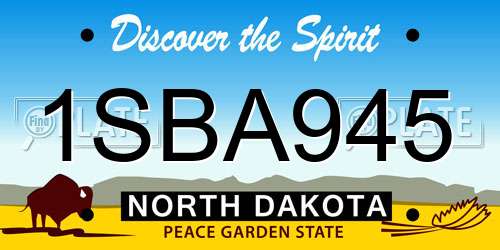 1SBA945 North Dakota License Plate