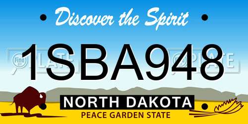 1SBA948 North Dakota License Plate