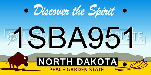 1SBA951 North Dakota License Plate