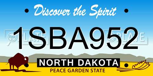 1SBA952 North Dakota License Plate