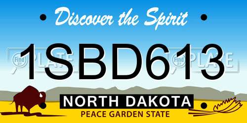 1SBD613 North Dakota License Plate