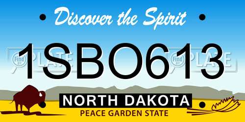 1SBO613 North Dakota License Plate